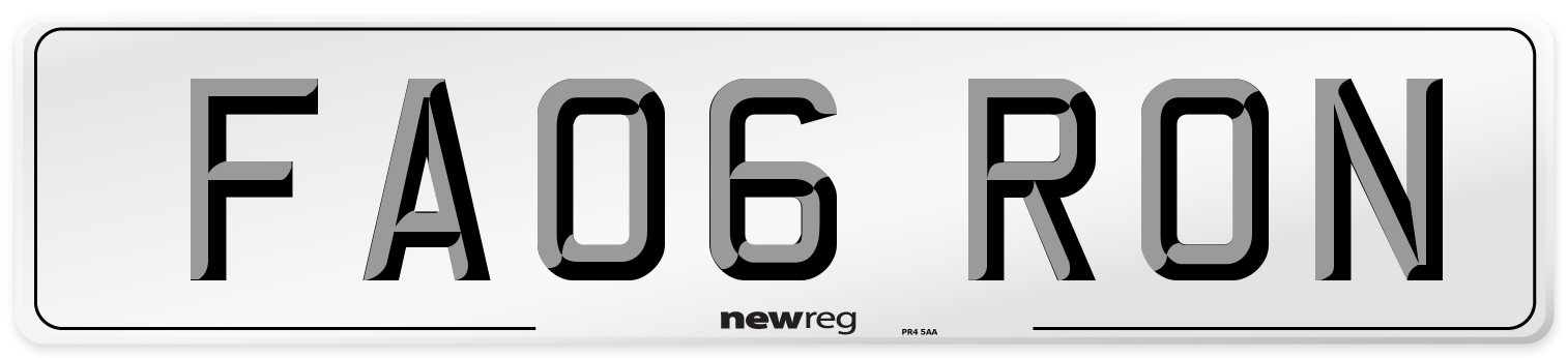 FA06 RON Number Plate from New Reg